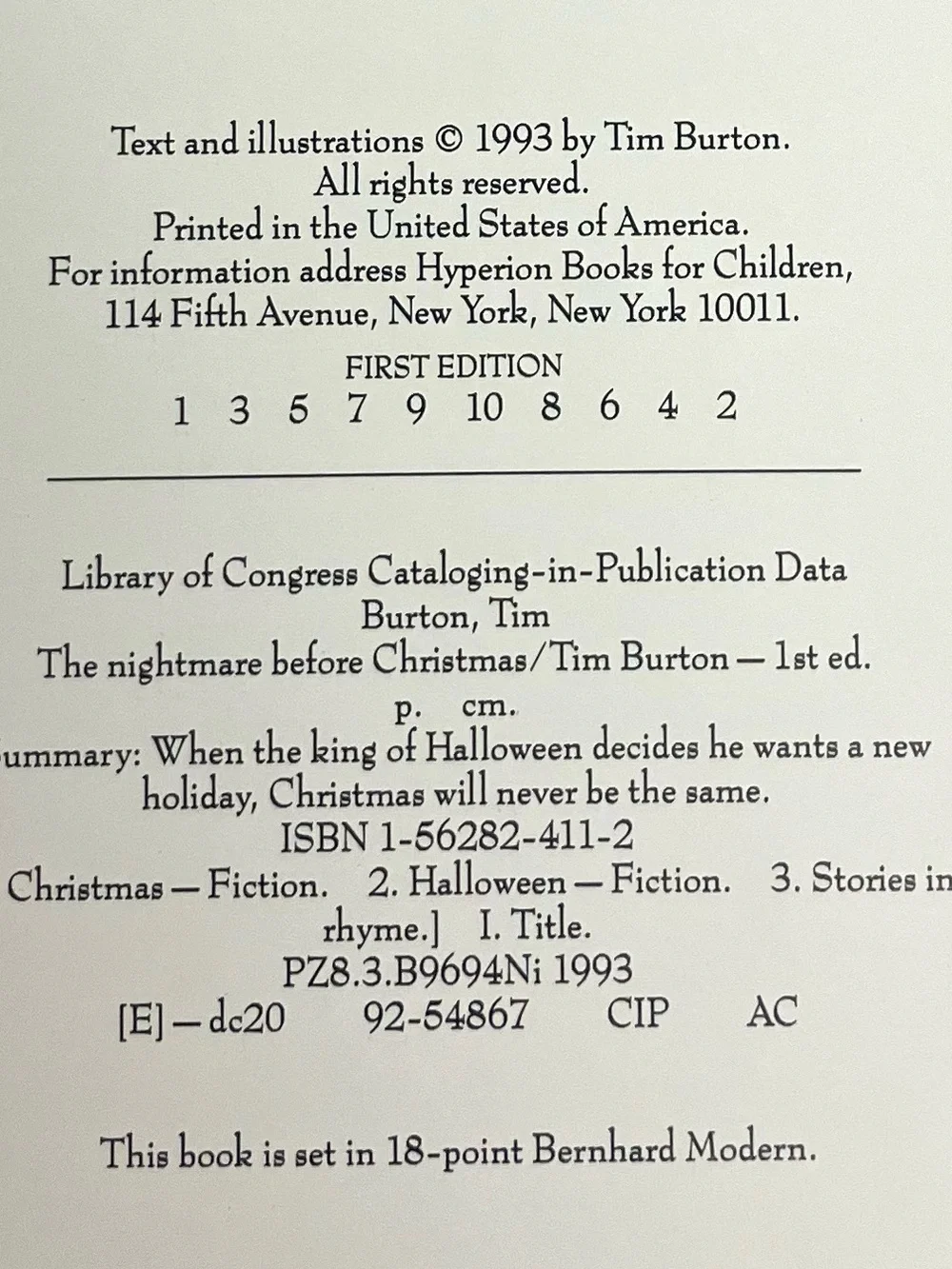 First Edition 1st Printing 1993 The Nightmare Before Christmas Vintage Book - Picture 3 of 17